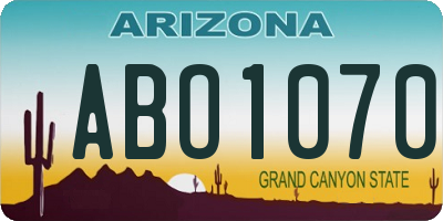 AZ license plate ABO1070