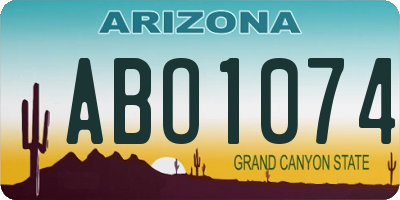 AZ license plate ABO1074