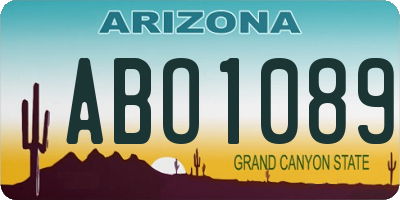 AZ license plate ABO1089