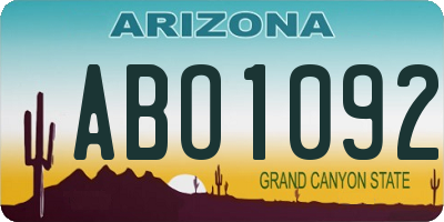 AZ license plate ABO1092