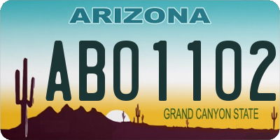 AZ license plate ABO1102