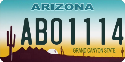AZ license plate ABO1114