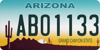AZ license plate ABO1133