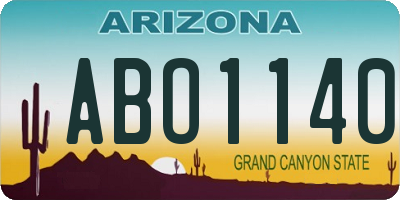 AZ license plate ABO1140
