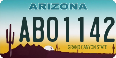 AZ license plate ABO1142