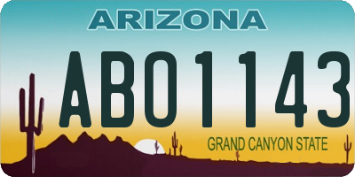AZ license plate ABO1143