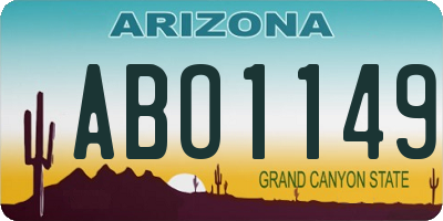 AZ license plate ABO1149