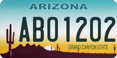 AZ license plate ABO1202