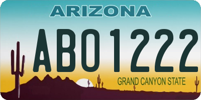 AZ license plate ABO1222