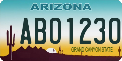 AZ license plate ABO1230