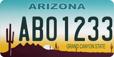 AZ license plate ABO1233