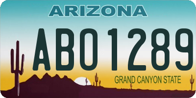 AZ license plate ABO1289