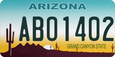 AZ license plate ABO1402