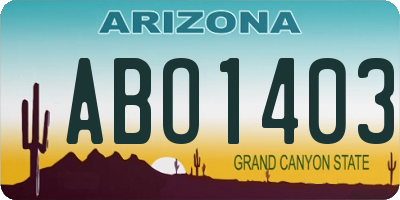 AZ license plate ABO1403