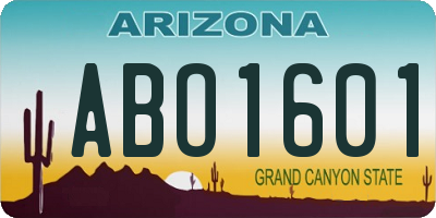 AZ license plate ABO1601