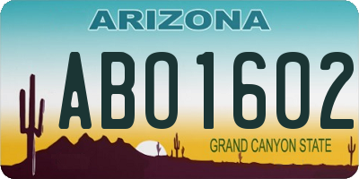 AZ license plate ABO1602