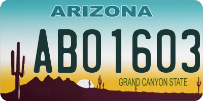 AZ license plate ABO1603