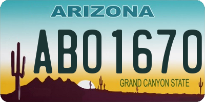 AZ license plate ABO1670