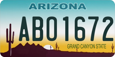 AZ license plate ABO1672
