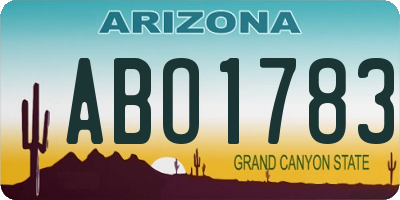 AZ license plate ABO1783
