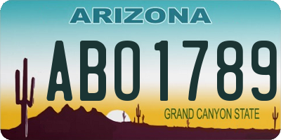 AZ license plate ABO1789