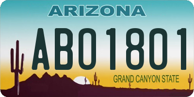 AZ license plate ABO1801