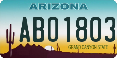 AZ license plate ABO1803