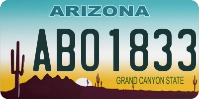 AZ license plate ABO1833