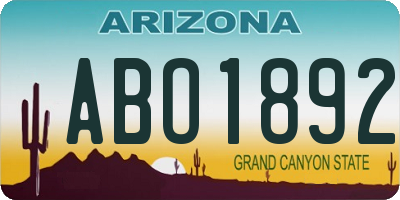 AZ license plate ABO1892