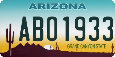 AZ license plate ABO1933