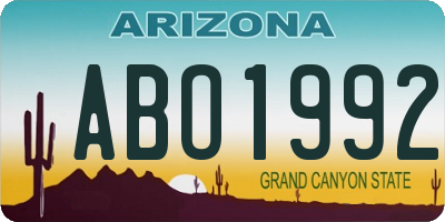 AZ license plate ABO1992