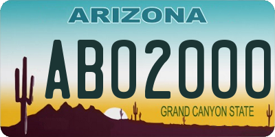 AZ license plate ABO2000