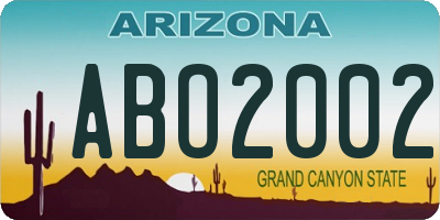 AZ license plate ABO2002