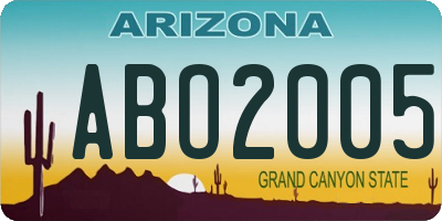 AZ license plate ABO2005
