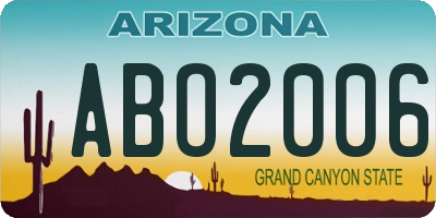 AZ license plate ABO2006