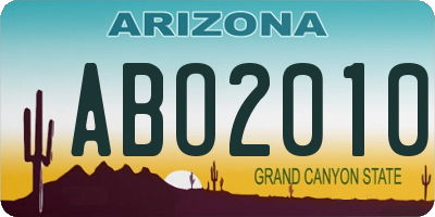 AZ license plate ABO2010