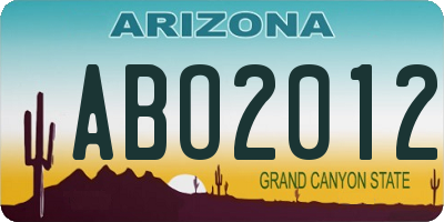 AZ license plate ABO2012
