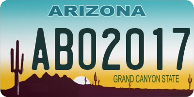 AZ license plate ABO2017