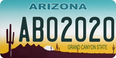 AZ license plate ABO2020