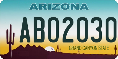 AZ license plate ABO2030