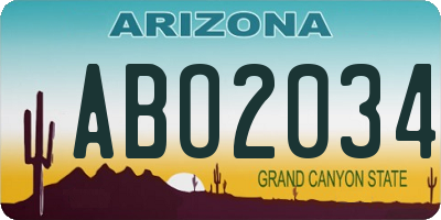 AZ license plate ABO2034