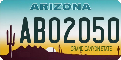 AZ license plate ABO2050