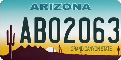 AZ license plate ABO2063