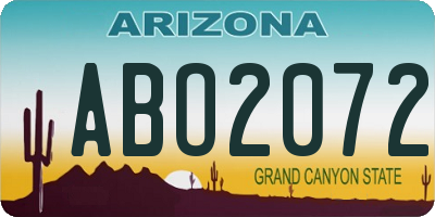 AZ license plate ABO2072