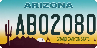 AZ license plate ABO2080