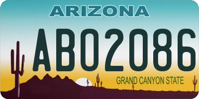 AZ license plate ABO2086