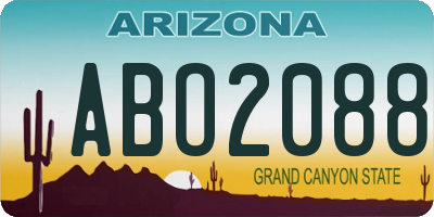 AZ license plate ABO2088