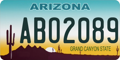 AZ license plate ABO2089