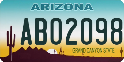 AZ license plate ABO2098