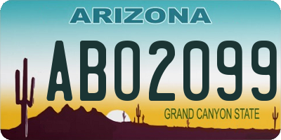 AZ license plate ABO2099